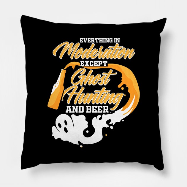 Ghost Hunting Beer Ghost Hunter Paranormal Pillow by ChrisselDesigns