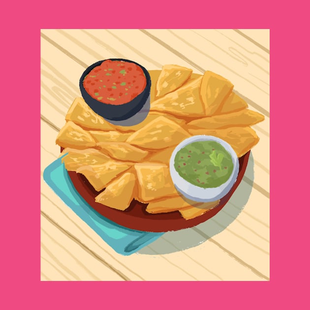 Tortilla chips, salsa, and guacamole by mikybastiano