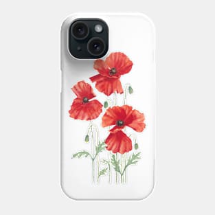 Red poppies watercolor art. Phone Case