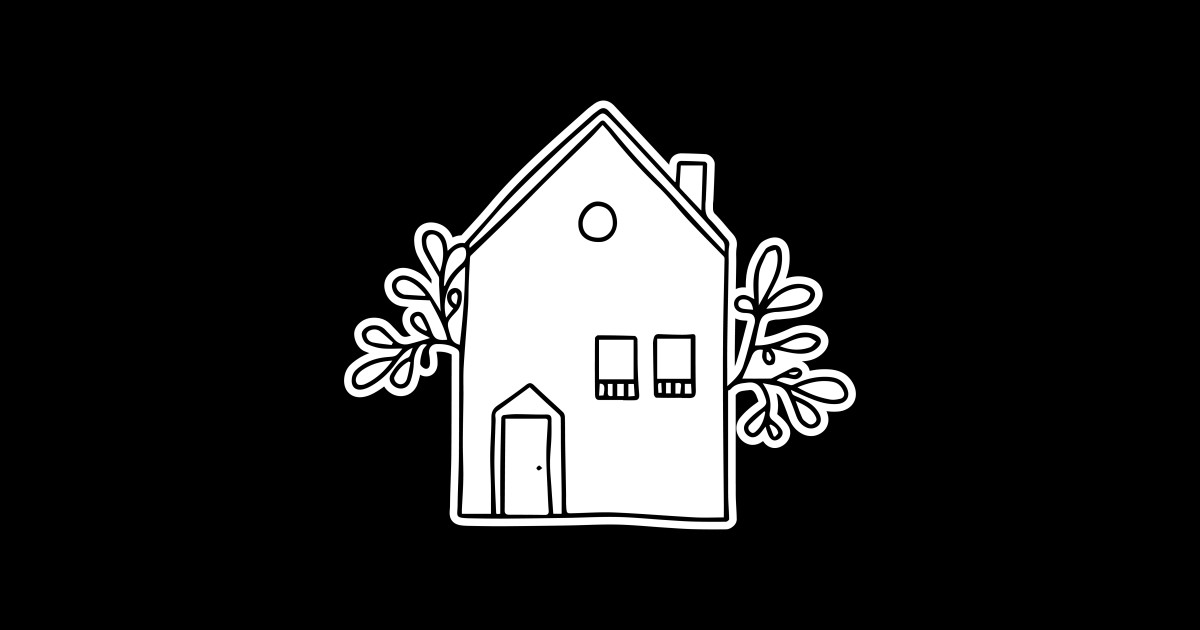 Sticker House with Leaves - Door Window Plant Sticker House Leaves