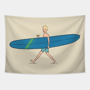 Guy with longboard Tapestry