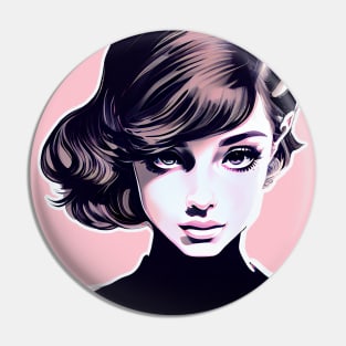 Audrey Hepburn Modern Pop Art Design Pin