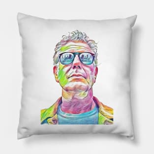 Anthony Bourdain Coloured Pencil Art Pillow