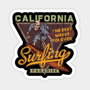 California Surfing summer waves skeleton Magnet