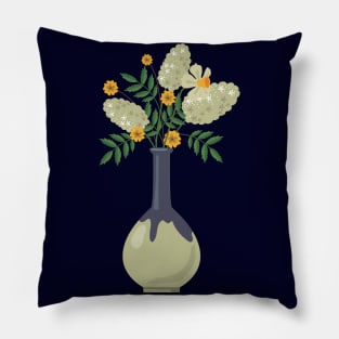 Vintage vase with yellow flowers Pillow