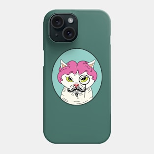 Cat with wig, hairless cat with wig, cat with a mustache Phone Case