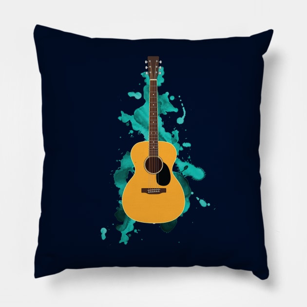 Concert Style Acoustic Guitar Natural Finish Pillow by nightsworthy