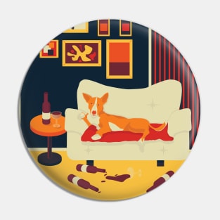 Bright greyhound drinking red wine Pin