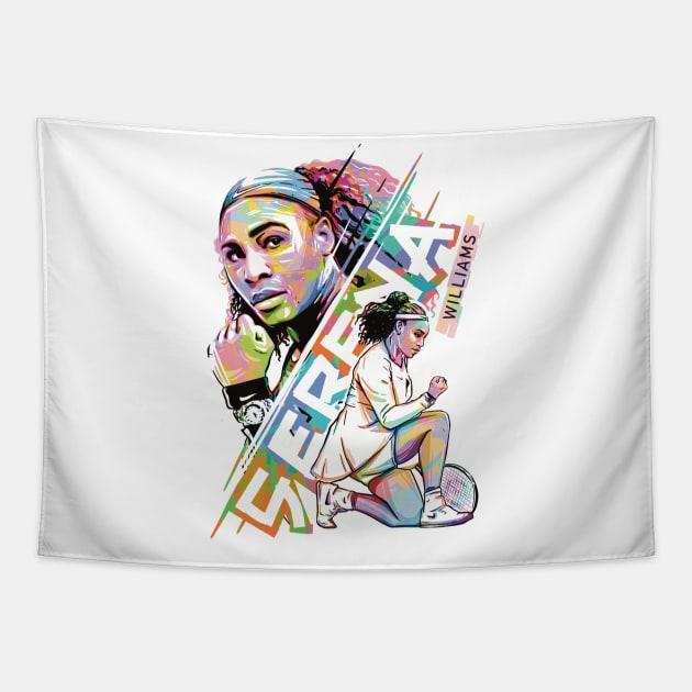 Serena Williams Popart Tapestry by BAJAJU