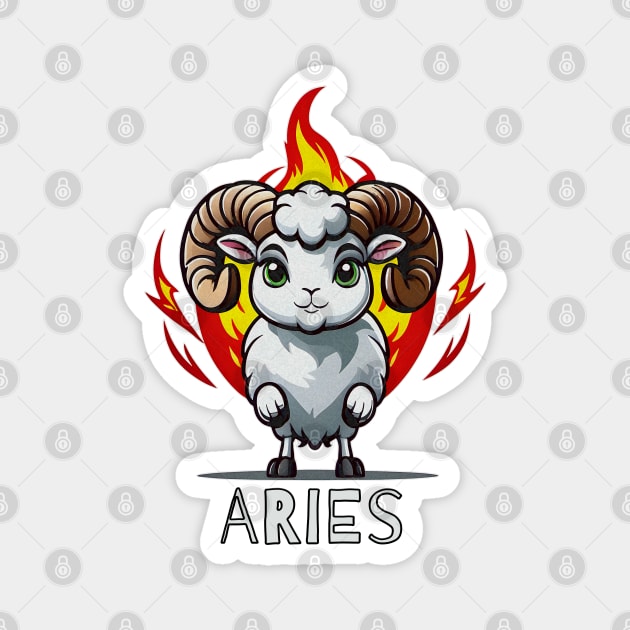 Aries Ram Fire Zodiac Sign Magnet by Angelic Gangster