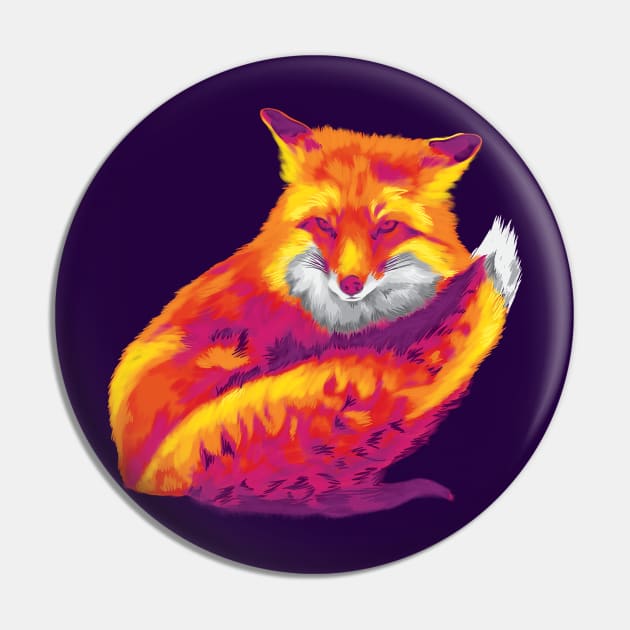 Vivid Sunset Fox Pin by polliadesign