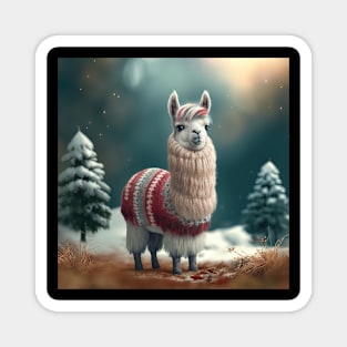 Cute Christmas Llama Magnet