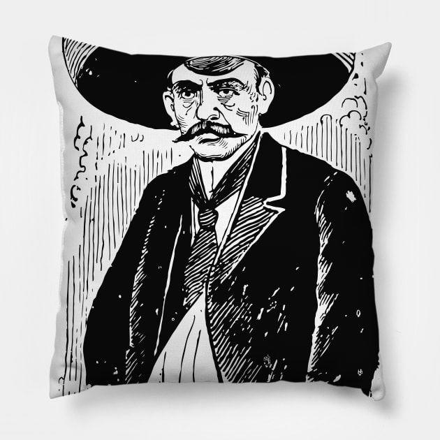 Emiliano Zapata Salazar Drawing Pillow by olemanner