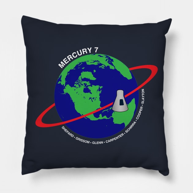 Mercury 7 (Dark) Pillow by GloopTrekker