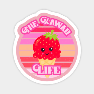 The Kawaii Life Strawberry Ice Cream: Cute Pink Retro Vintage Sunset Magnet