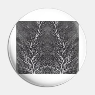 Grayscale Aesthetic Fractal Lightning Bolts - Black and White Abstract Artwork Pin