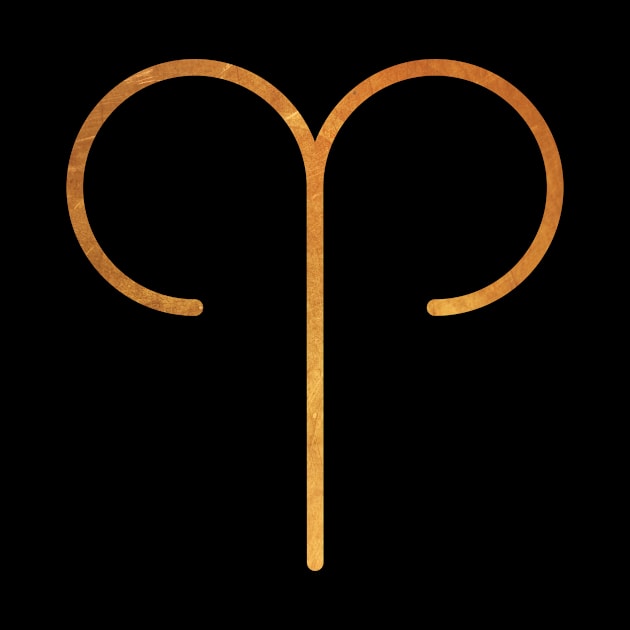 Aries Zodiac Gold Symbol by Inogitna Designs