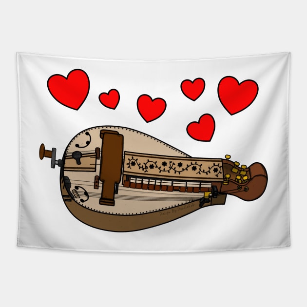 Valentines Hurdy Gurdy Gurdyist Wedding Musician Tapestry by doodlerob