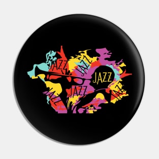 Colorful Jazz Trumpet Player Pin