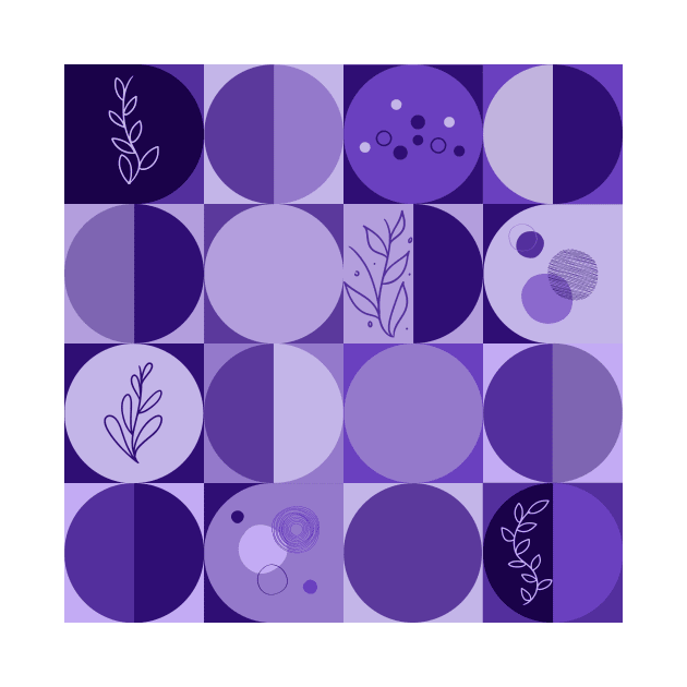 repeating geometry pattern, squares and circles, ornaments, violet color tones by Artpassion