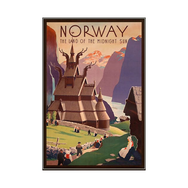 Norway Vintage Travel Art by Aquora Art