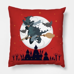 Scary Witch Moon Pillow