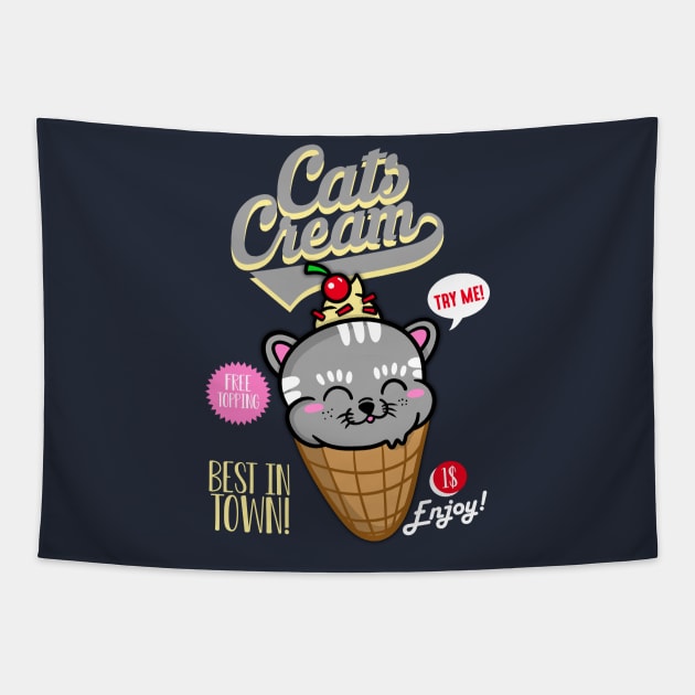 Cats Cream Grey Tapestry by absolemstudio