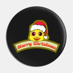 Sticker and Label Of  Duck Character Design and Merry Christmas Text. Pin