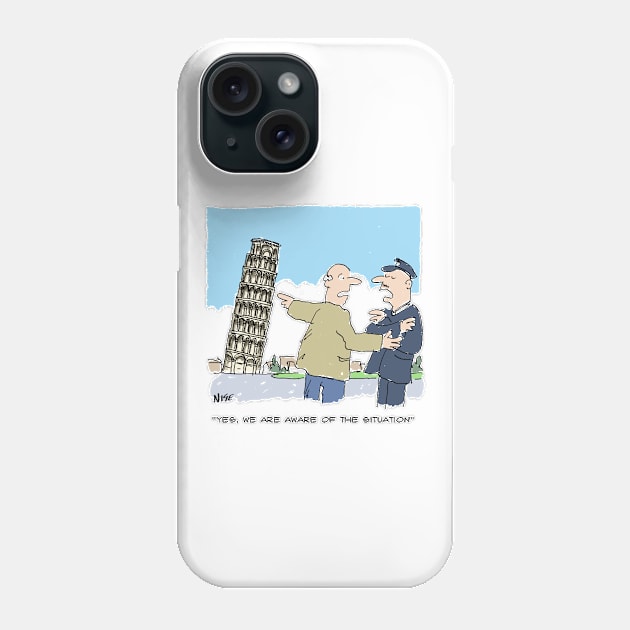 Leaning Tower of Pisa Alarms a Tourist Phone Case by NigelSutherlandArt