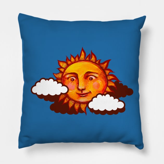 Cute Sunshine Happy Day Pillow by bubbsnugg