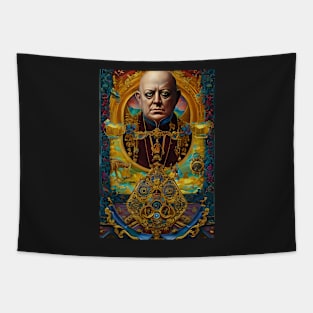 Aleister Crowley The Great Beast of Thelema painted in a Surrealist and Impressionist style Tapestry