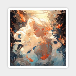 A pretty white haired mermaid Magnet