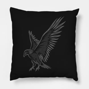 Flying Eagle, grey Pillow