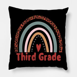 Third Grade Fun Gift Idea Leopard Rainbow Pattern Pillow