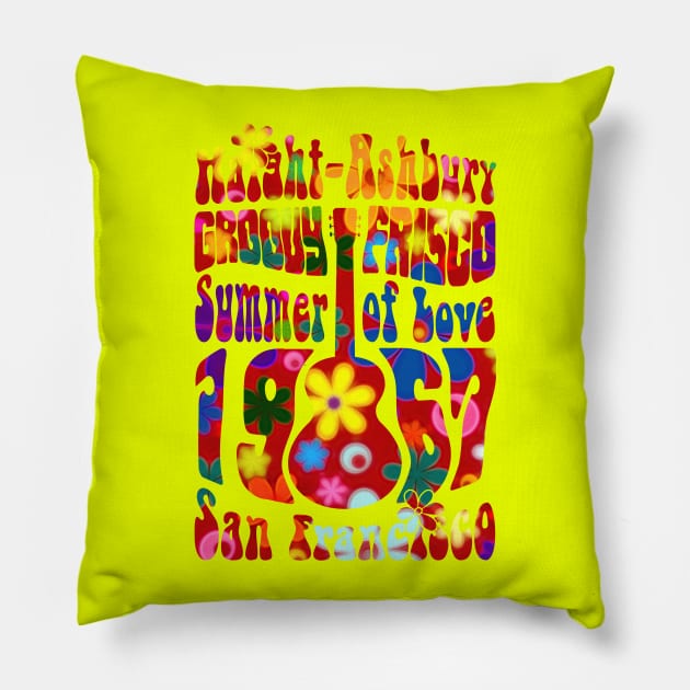 60s 70s Retro Flower Power - Groovy Frisco 2 Pillow by EDDArt