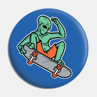 Skater Martian Alien // Funny Skateboarding Alien Pin