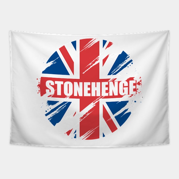 Stonehenge British Flag England UK Britain Union Jack Tapestry by Jas-Kei Designs