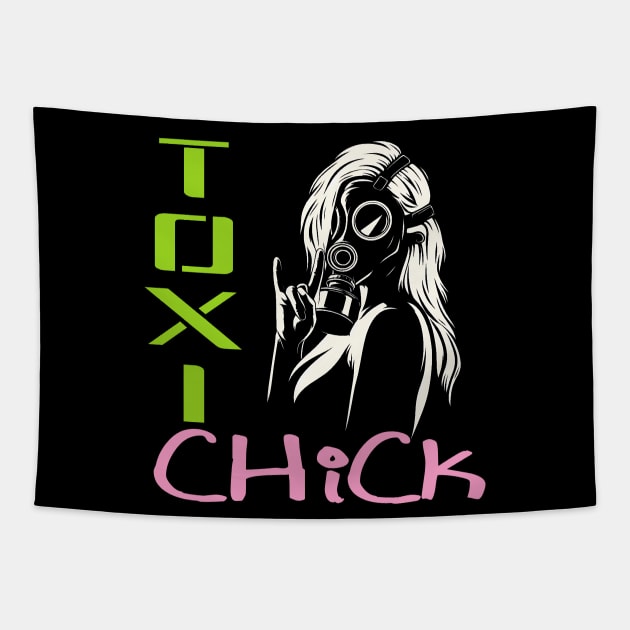 Toxic Girl: Gas Mask Fashion Tapestry by MetalByte