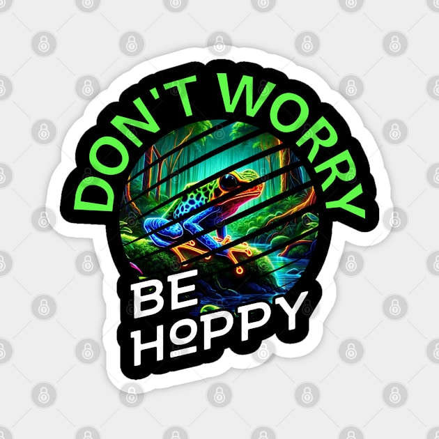 Brazil Funny Pun Don't Worry Be Happy Psychedelic Frog Magnet by Sambastyles