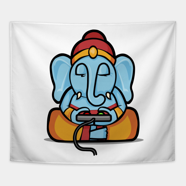 Ganesha plays video games - Ganesha - Tapestry | TeePublic Ganesha plays video games - Ganesha - Tapestry | TeePublic