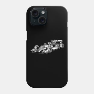 White Formula 3 Car Blueprint Sketch Art Phone Case