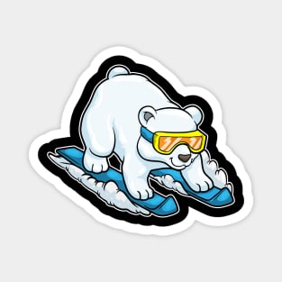 Polar bear as Skier with Skis & Ski goggles Magnet