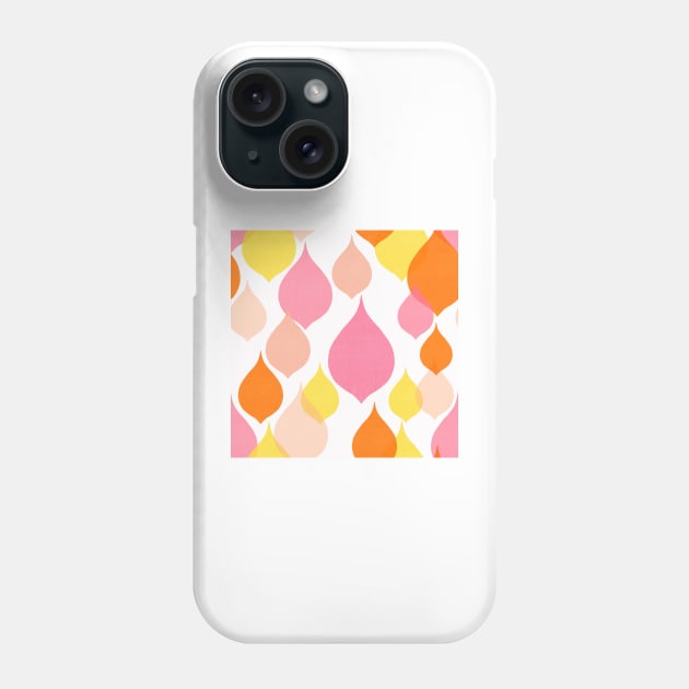 Sixties teardrop shape pink orange yellow Linen textured heart Phone Case by Kimmygowland