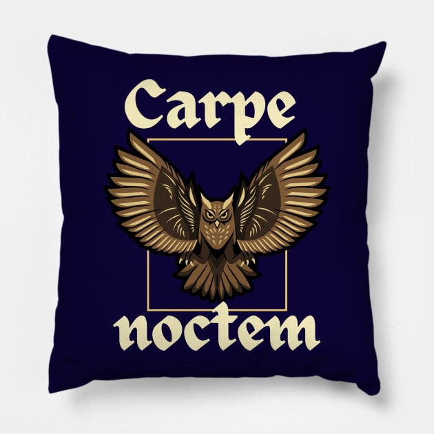 Carpe noctem Owl Pillow by artbleed