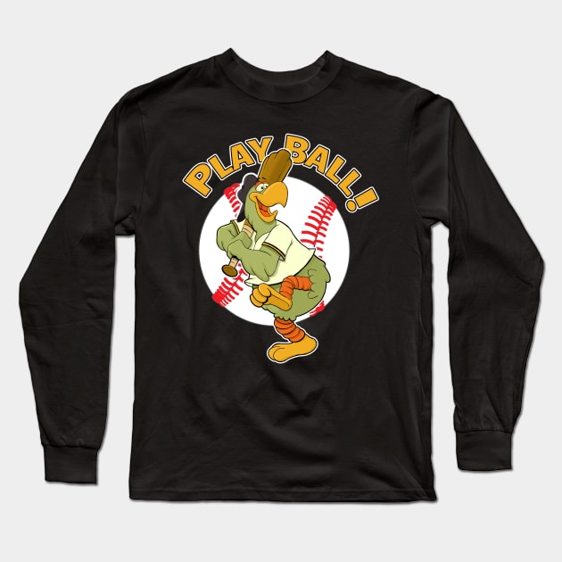 Play Ball Pirate Baseball Mascot Pirate Parrot Long Sleeve T-Shirt