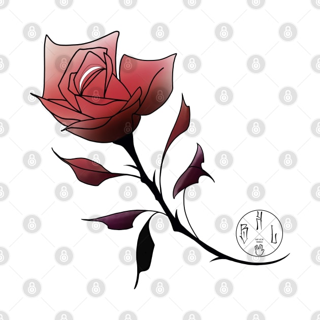 Red neotraditional rose by Blacklinesw9