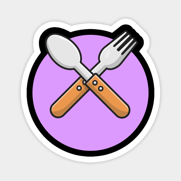 Fork And Spoon Cartoon Vector Icon Illustration (2) Magnet by Catalyst Labs