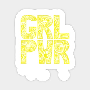 Floral girlpower text in yellow Magnet