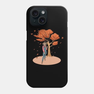 Woman Next To Tree Autumn Nature Brown Leaves Phone Case