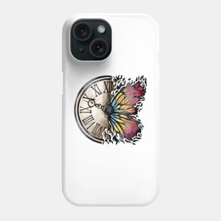 BUTTERFLY AND VINTAGE CLOCK Phone Case